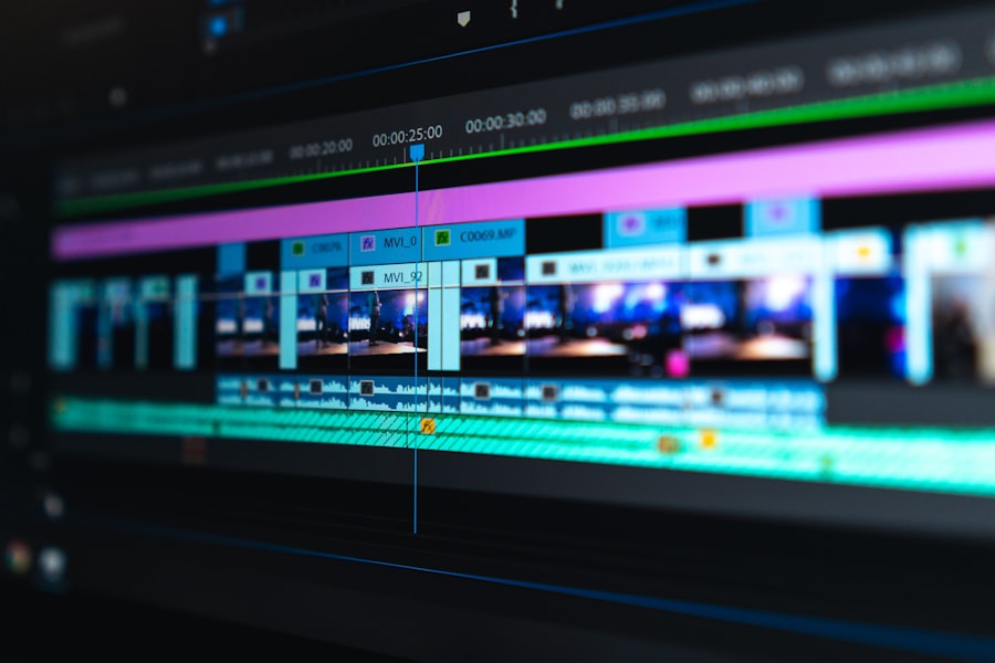 Postazione di montaggio video e color grading